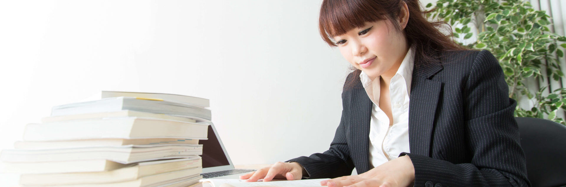 Asain woman studying